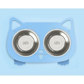 Anti-falling Cat Dog Feeding Water Bowl (Option: Blue-Style1)